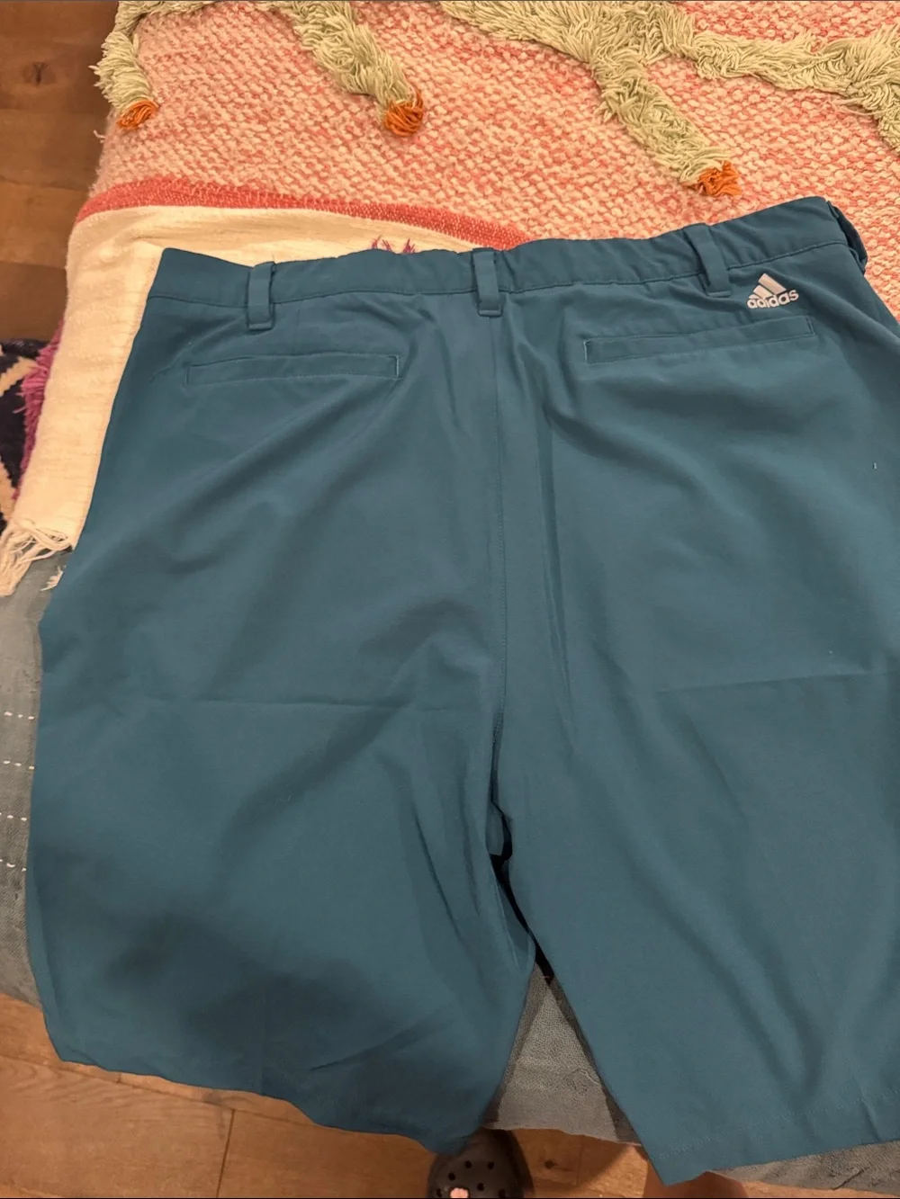 adidas Teal Blue men’s  Athletic Shorts with Logo Waistband